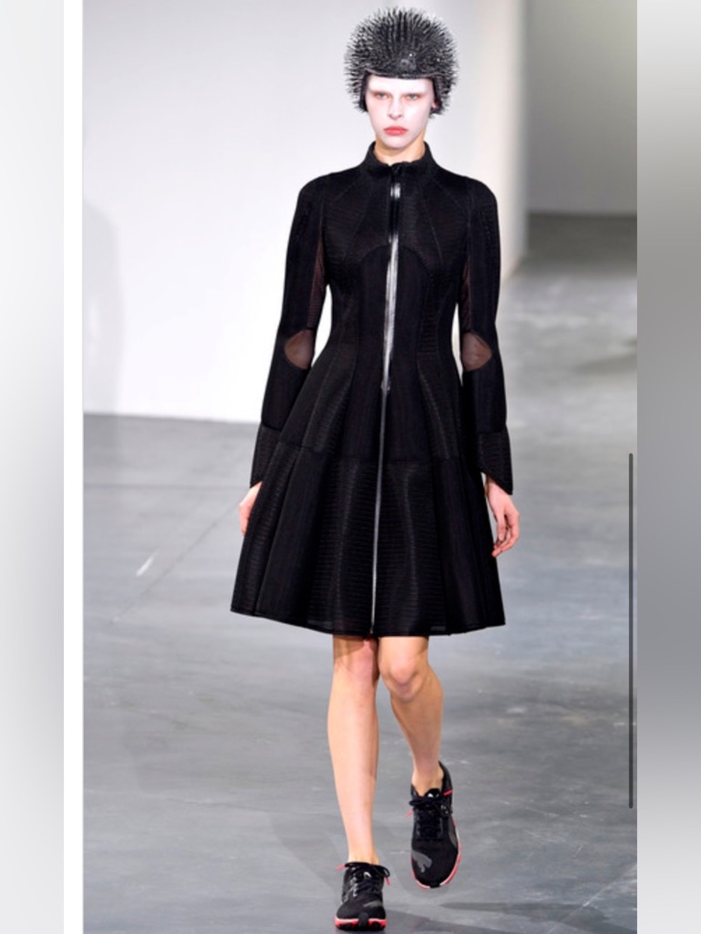 Junya Watanabe puma black long sleeve zipper mesh sports dress coat